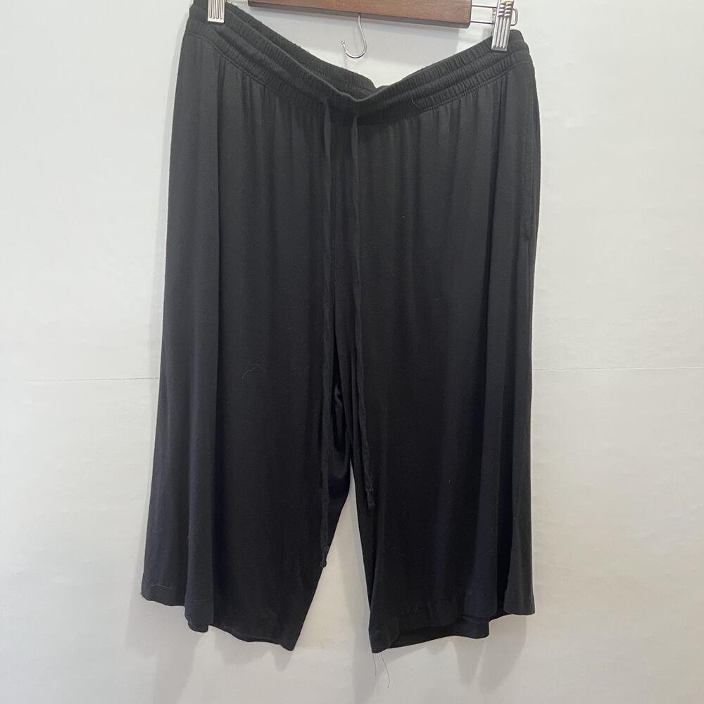 Joyspun Capri Pants Womens Large Black Solid with Draw Strings Comfy Cozy Fall
